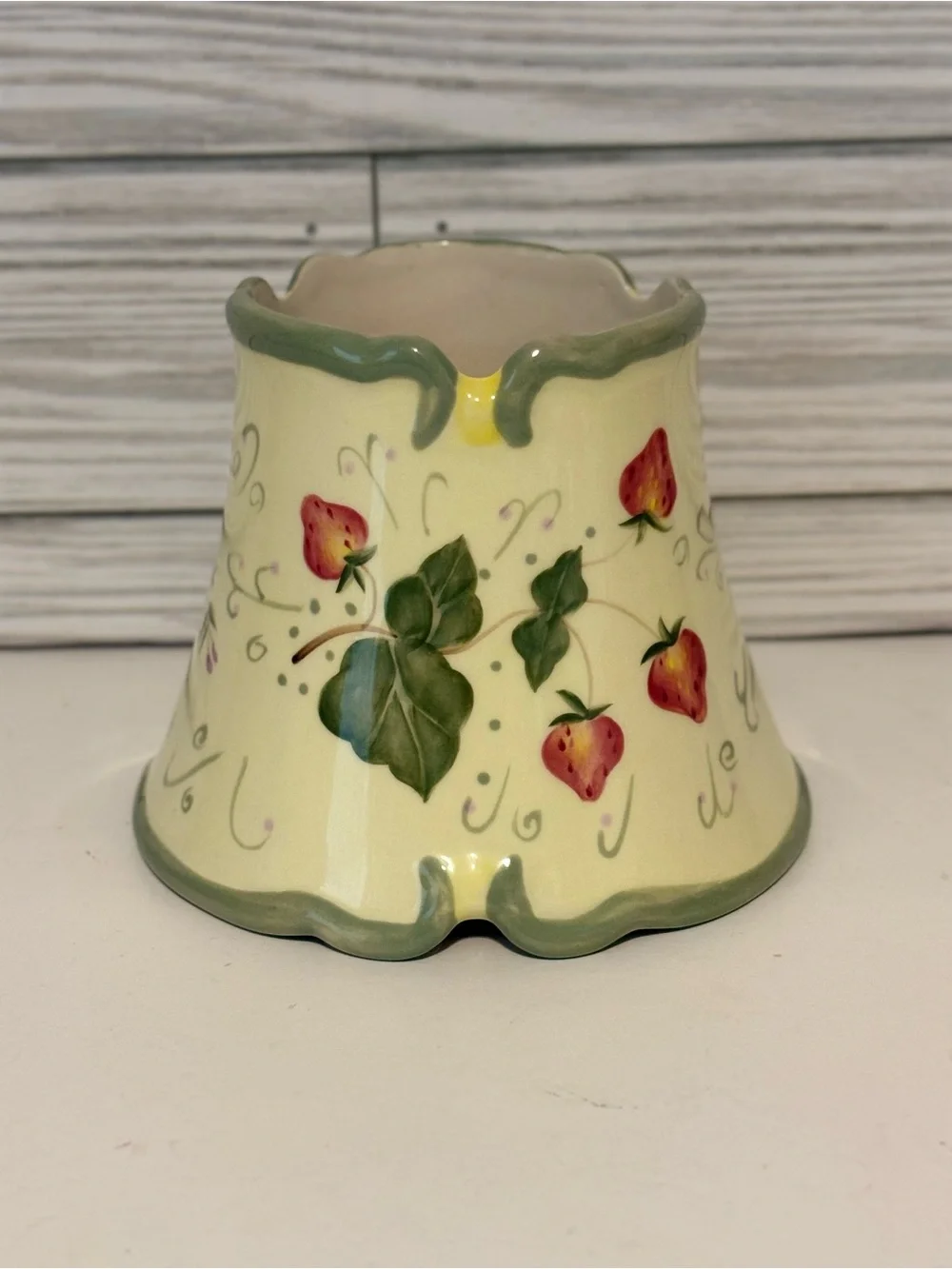 Vintage PartyLite Strawberry Fields Ceramic Jar Candle Shade & Underplate P7316